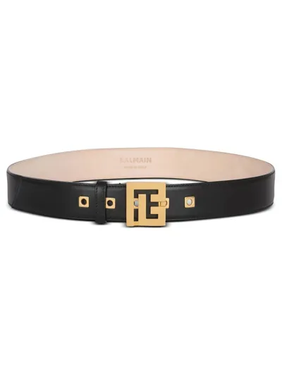 Balmain Leather Pb Belt Belt In Black