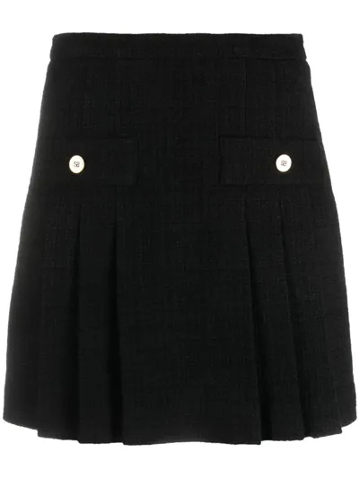 Sandro High-waisted Pleated Miniskirt In Black