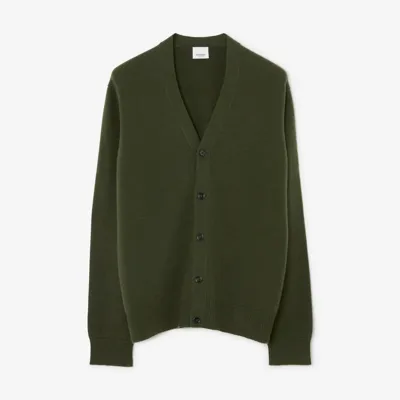 Burberry Ekd Motif Cashmere Cardigan In Dark Khaki Green