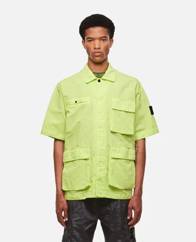 Stone Island Blend Cotton Shirt Jacket In Green