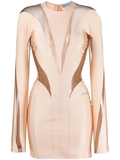 Mugler Long Sleeve Mini Dress In Rosa