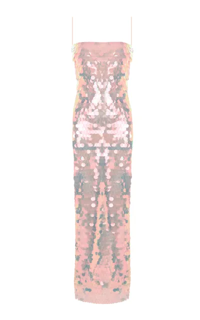 The New Arrivals Ilkyaz Ozel Phoenix Sequined Midi Dress In Pink