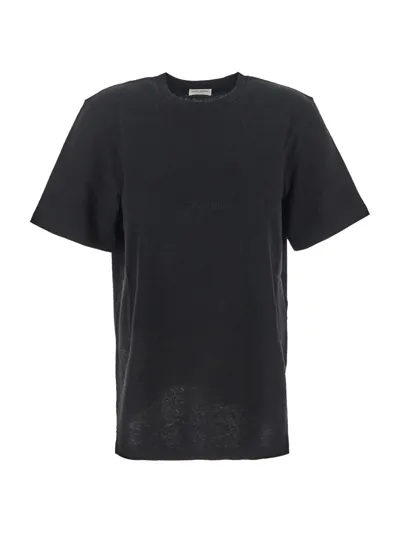 Saint Laurent Tonal Logo T-shirt In Black