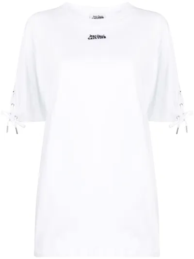 Jean Paul Gaultier Lace-up Detail Cotton T-shirt In White