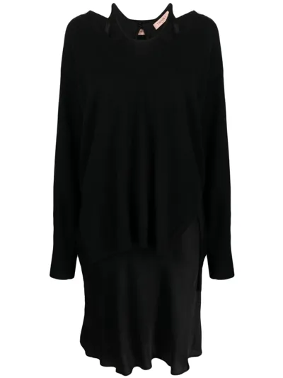 Twinset Layered Jumper Dress In Black