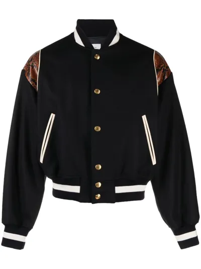 Bally Python Insert Bomber Jacket In Navy