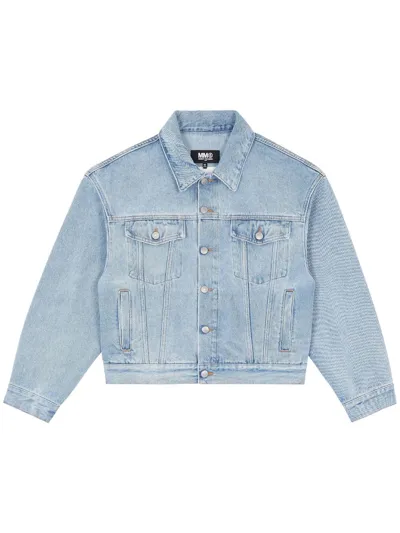 Mm6 Maison Margiela Button-up Cotton Denim Jacket In Light_blue