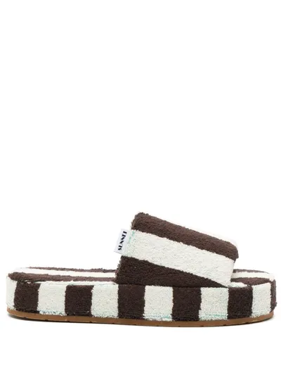 Sunnei Dreamy Stripe-detail Slides In Brown