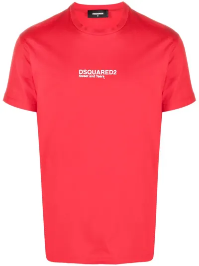 Dsquared2 Logo-print Cotton T-shirt In Red