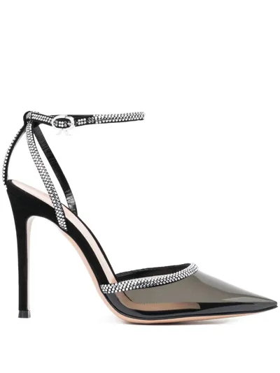 Gianvito Rossi Plexi 110mm Crystal-embellished Pumps In Black