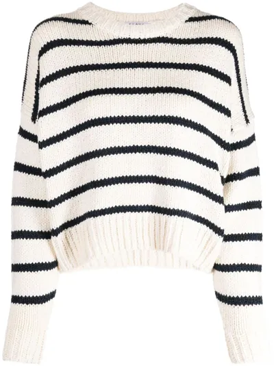 Frame Striped Crewneck Sweater In Navy Multi