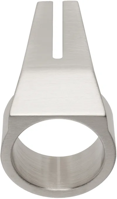 Rick Owens Silver Open Trunk Ring In 128 Palladium