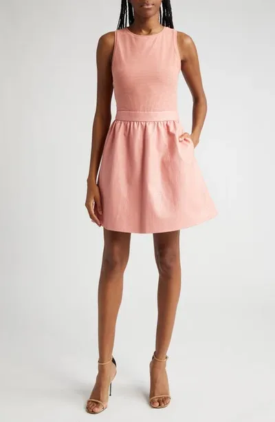 Alice And Olivia Chara Sleeveless Crewneck Minidress In Rose