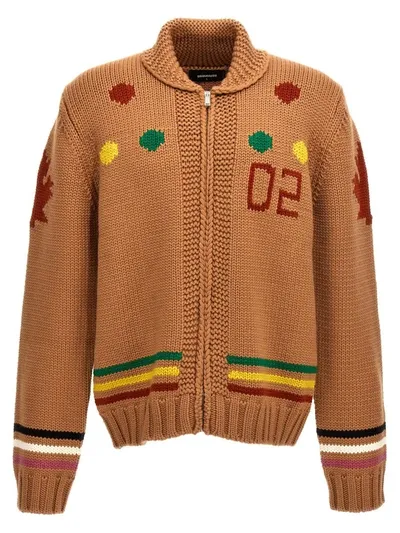 Dsquared2 Jacquard Cardigan In Multicolor