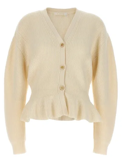 Chloé Peplo Cardigan In White