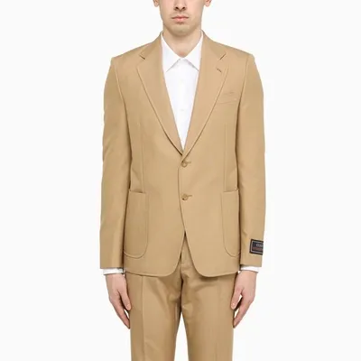 Gucci Single-breasted Cotton Blazer In Cream