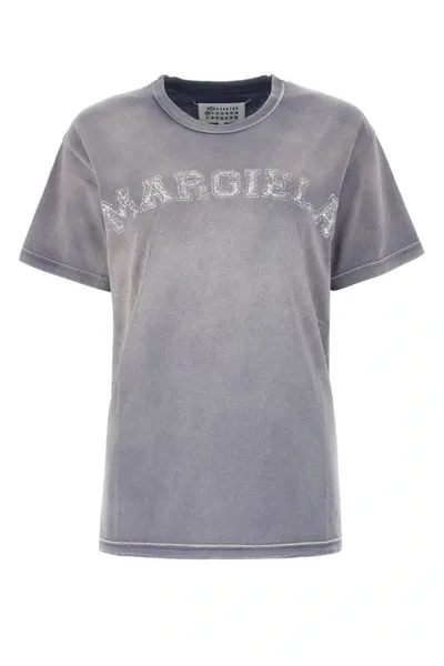 Maison Margiela Logo Faded Print Cotton Jersey T-shirt In Lilac