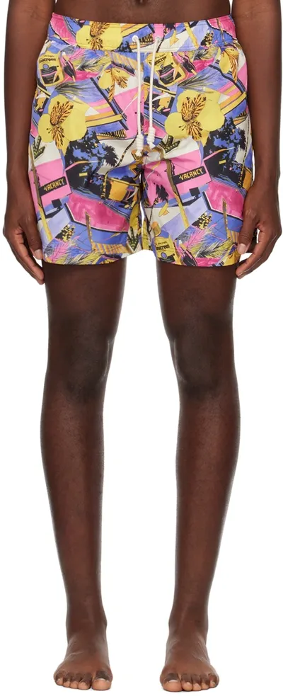 Palm Angels Miami Floral-print Deck Shorts In Black