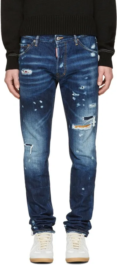 Dsquared2 Cool Guy Distressed Denim Skinny Jeans, Wild Mountain (blue)