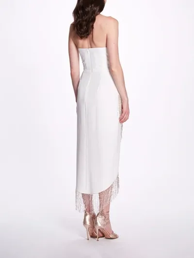 Marchesa Notte Women's Strapless Asymmetric Bead-trim Dress In Ivory