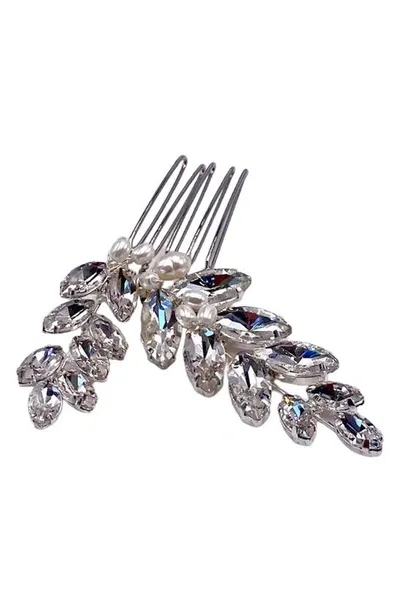 Brides And Hairpins Brides & Hairpins Raquel Crystal & Freshwater Pearl Hair Comb In Silver