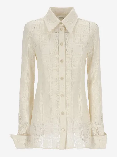 Sportmax Sava Floral Lace Fitted Shirt In White