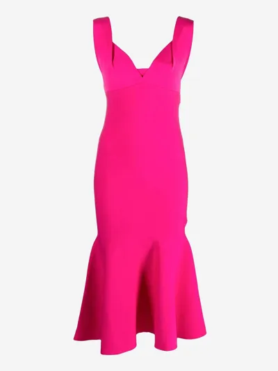 Roland Mouret Sweetheart-neck Knitted-jersey Midi Dress In Pink