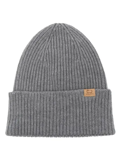 Woolrich Ribbed-knit Wool Beanie In Grey