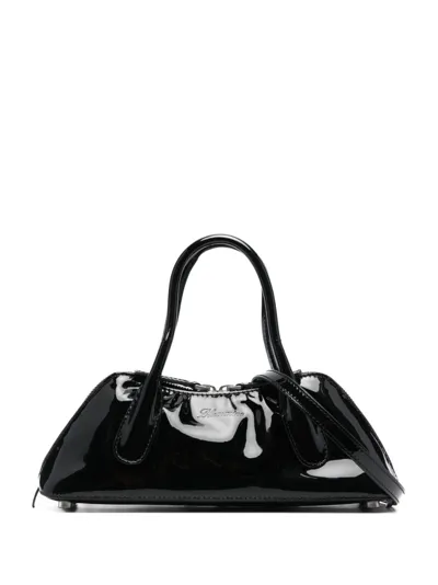 Blumarine High-shine Finish Leather Tote Bag In Schwarz