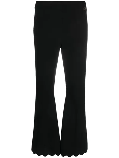 Twinset Flared Scallop-trim Trousers In Black