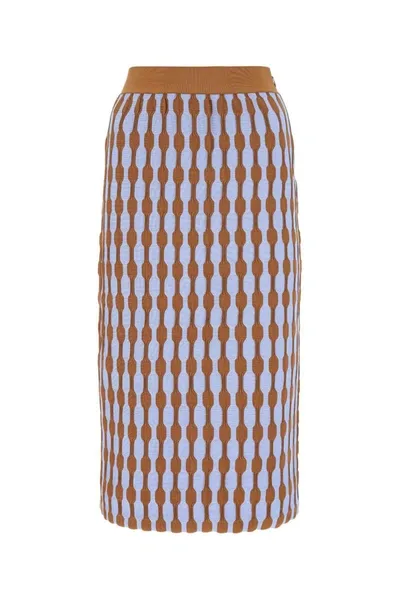 Tory Burch Bubble Striped Midi Skirt In Printed