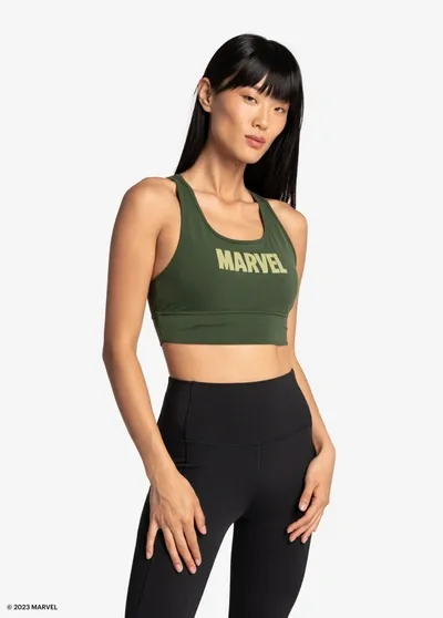 Lole Comfort Stretch Bra In Marvel Kombu Icon