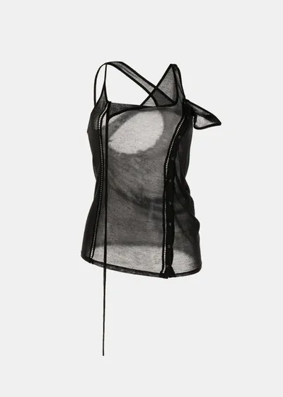 Hyein Seo Asymmetric Semi-sheer Top In Black