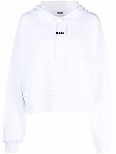 Msgm Logo Print Hoodie In White