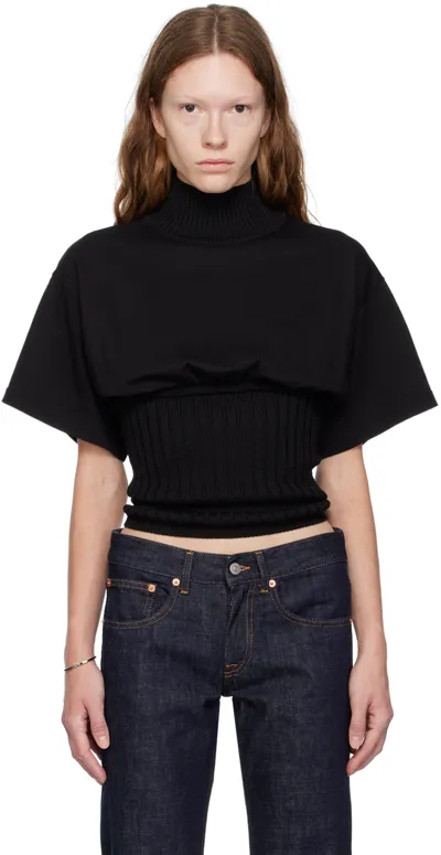 Mm6 Maison Margiela Black Paneled Sweater In 900 Black