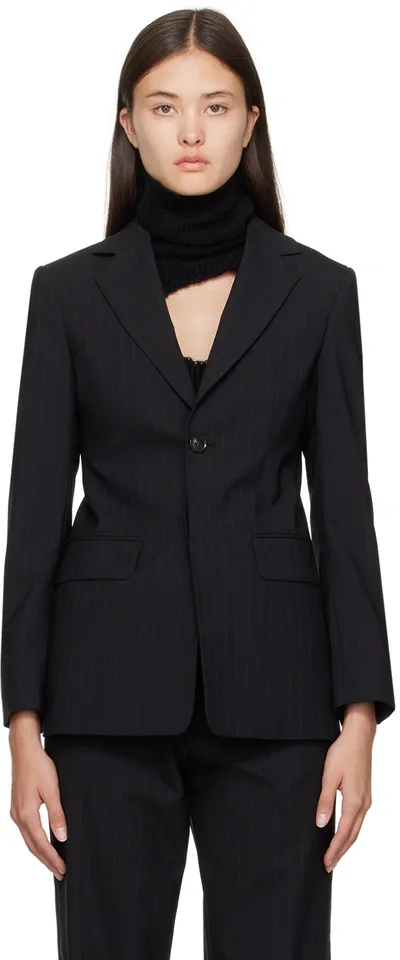 Mm6 Maison Margiela Black Striped Blazer In 003f Black/white