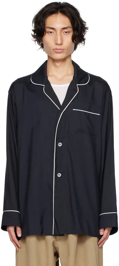 Maison Margiela Navy Piping Shirt In 524 Navy