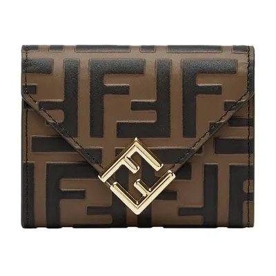 Fendi Ff Diamonds Card Case In Brown,black