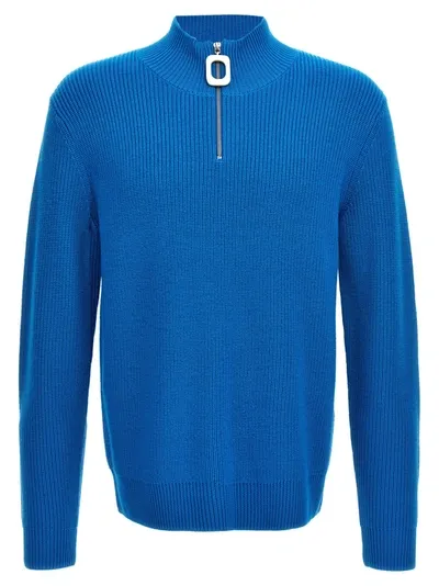 Jw Anderson Henley Half-zip Wool Knit Sweater