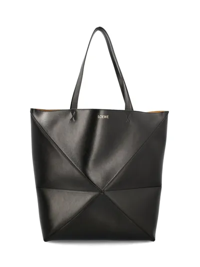 Loewe Puzzle Fold Large Tote Bag In Black