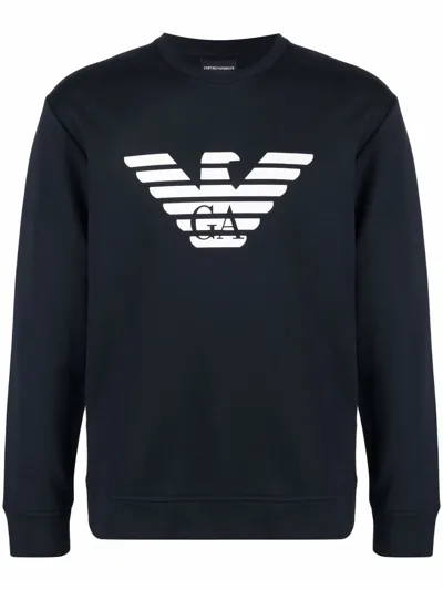 Emporio Armani Sweatshirt With Logo Print In Blue