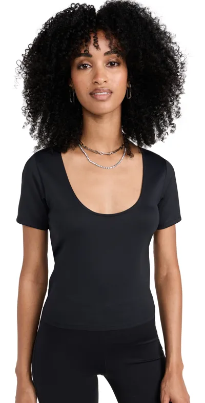 Good American Scuba Scoop Crop Tee In Black001