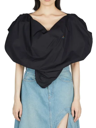 Vivienne Westwood Puff Sleeved Asymmetric Blouse In Black