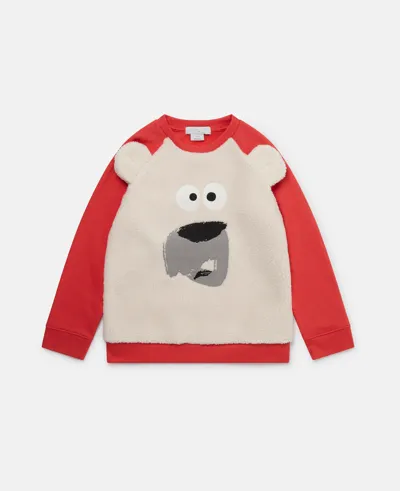 Stella Mccartney Kids' Bear Organic Cotton Sweatshirt In Red