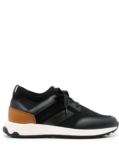 Tod's Logo-patch Leather Sneakers In Black