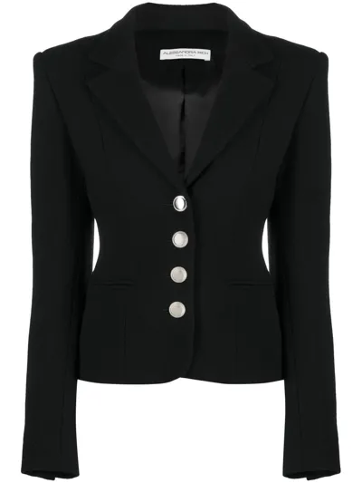 Alessandra Rich Single-breasted Virgin Wool Blazer In Black