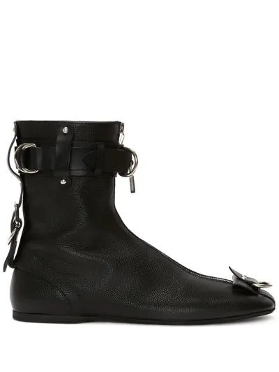 Jw Anderson Padlock Ankle Boots In Black