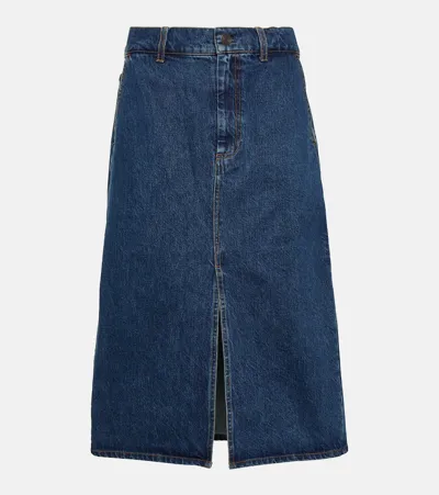 Co Denim Midi Skirt In Blue