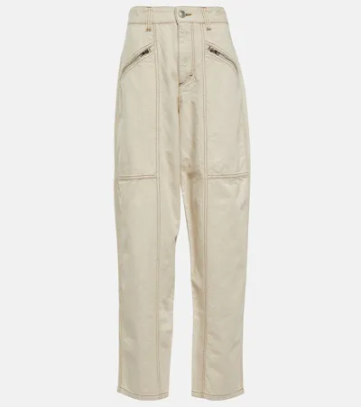 Isabel Marant Cargo Wide Leg Jeans In Ecru