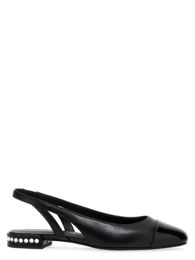 Stuart Weitzman Embellished Slingback Ballet Flats In Black